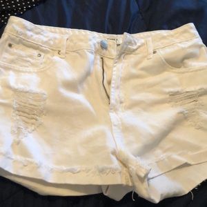 F21 white denim jean shorts